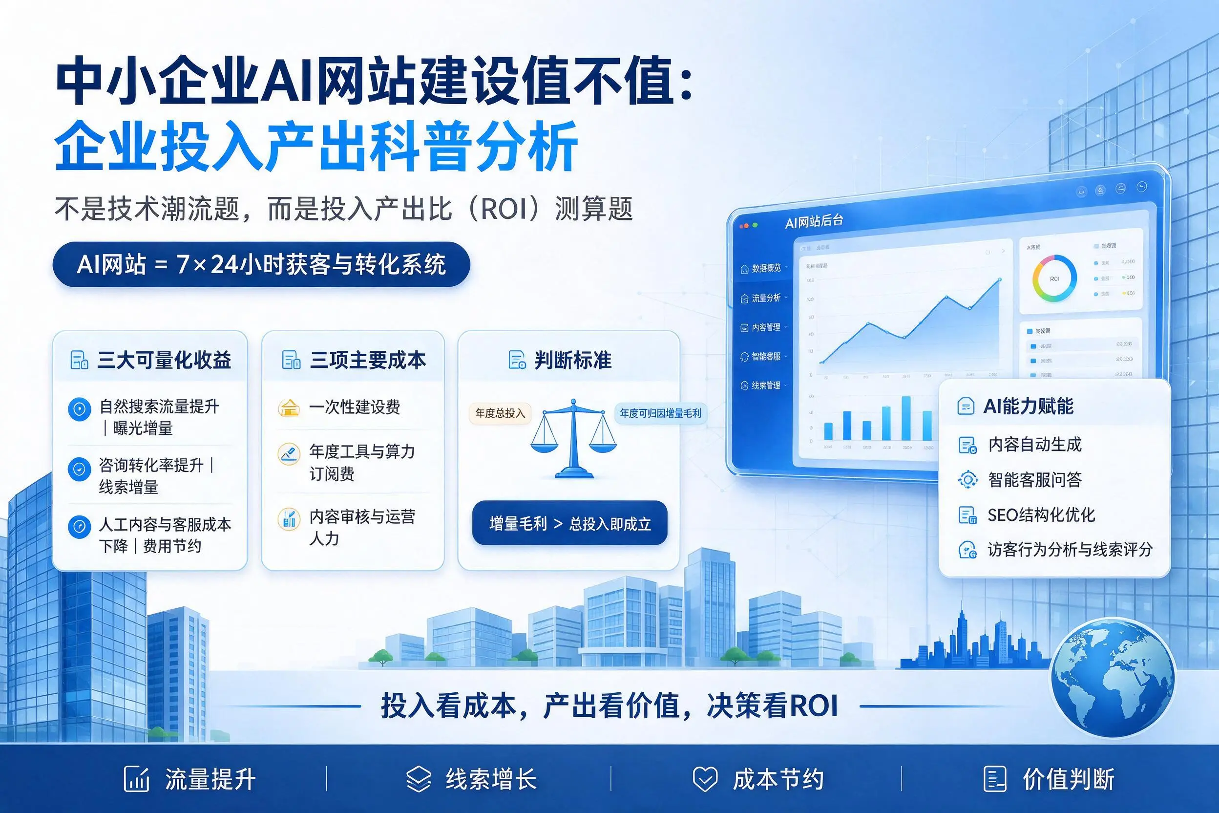 中小企业AI网站建设值不值:连云港企业投入产出科普分析