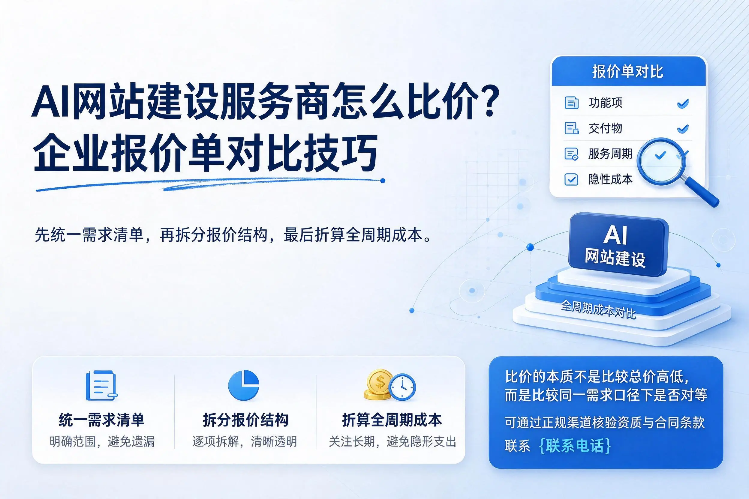 AI网站建设服务商怎么比价？连云港企业报价单对比技巧