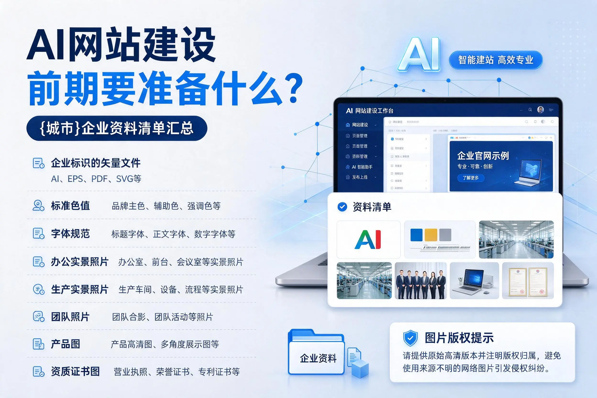 AI网站建设前期要准备什么？连云港企业资料清单汇总