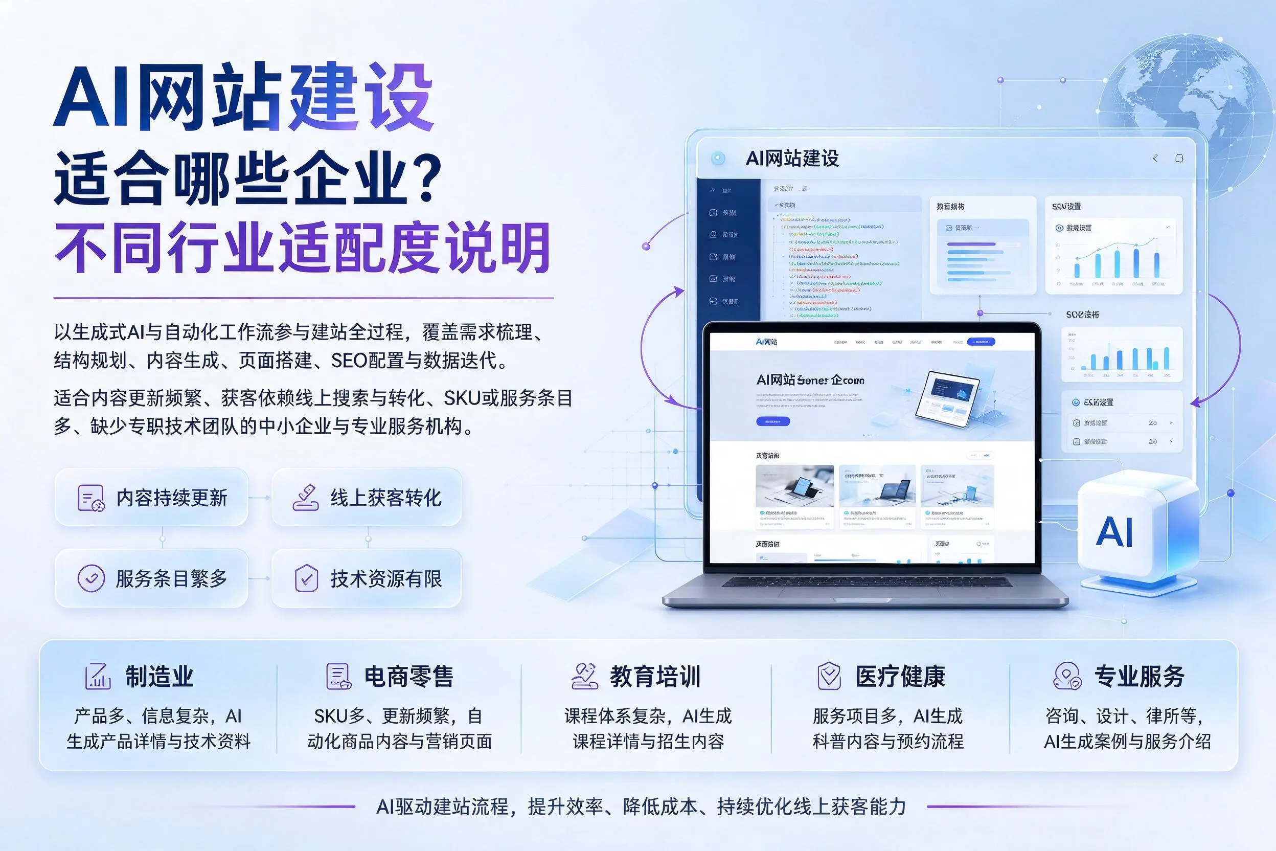 AI网站建设适合哪些企业?连云港不同行业适配度说明